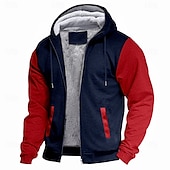 cheap Fleece Sweatshirts-Men&#039;s Zip Hoodie Sweatshirt Fleece Hoodie Thick Hoodies Navy Blue+Light Gray Dark Gray+Black Black Red Navy Blue Hooded Plain Work Sports &amp; Outdoor Casual Streetwear Basic Casual Spring &amp; Fall