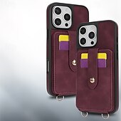 abordables Carcasas iPhone-teléfono Funda Para iPhone 16 Pro Max Plus iPhone 15 Pro Max Plus iPhone 14 13 12 Pro Max Plus iPhone 14 Pro Max iPhone 13 12 Pro Max Funda Trasera con Soporte Espejo con cordón Retro TPU Cuero de PU