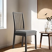 abordables Funda para silla de comedor-Fundas de asiento de terciopelo para comedor, color burdeos, elásticas, ajustadas, tapizadas, para sillas de comedor, fundas protectoras de muebles extraíbles y lavables con lazos