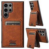 Недорогие Чехлы для Samsung-телефон Кейс для Назначение S24 S24 Ultra Plus S23 Ultra Plus S23 S22 S22 Плюс Ультра S25 Ультра Кейс на заднюю панель со стендом Магнитный Разъем для карты Ретро ТПУ ПК Кожа PU