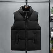 cheap Men&#039;s Vest-Men&#039;s Puffer Vest Padded Gilet Quilted Vest Daily Date Vacation Fashion Casual Fall &amp; Winter Pocket Polyester Warm Comfortable Color Block Zipper Stand Collar Regular Fit Black Yellow Red Royal Blue