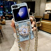 Недорогие Чехлы для Samsung-телефон Кейс для Назначение Z-флип 6 Z Flip 5 Z Flip 4 Z Flip 3 Кейс на заднюю панель с ремешком Защита от удара Ретро текстильный ТПУ
