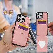 abordables Carcasas iPhone-teléfono Funda Para iPhone 16 Pro Max Plus iPhone 15 Pro Max Plus iPhone 14 13 12 Pro Max Plus iPhone 14 Pro Max iPhone 13 12 Pro Max Funda Trasera con Soporte Espejo con cordón Retro TPU Cuero de PU