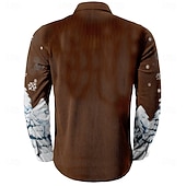 abordables Tenue de scène de Noël-Chemises imprimées de scène de Noël pour hommes, mode flocon de neige, veste décontractée en velours côtelé, manches longues, soirée, vêtements de tous les jours, festival, automne&amp;amp;chemises