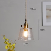 ieftine Lumini pandantive-Mini pandantiv din sticlă transparentă cu întrerupător lampă vintage rustică mică pandantiv lumina retro fermă pandantiv iluminat decorativ pandantiv pentru hol noptieră peste masă