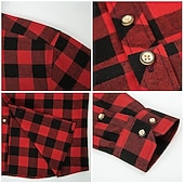 economico camicie di flanella-Per uomo Camicia Camicia di flanella Sovracamicia A quadri Natale Esterno Bianco Rosso Blu marino scuro Verde Manica lunga Inverno Primavera &amp; Autunno Abbigliamento