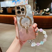 お買い得  iPhone用ケース-電話 ケース 用途 iPhone 16 Pro Max プラス iPhone 15 プロマックスプラス iPhone 14 13 12 11 Pro Max Plus iPhone 14 Pro Max iPhone 13 12 11 Pro Max バックカバー 磁石バックル ワイヤレス充電をサポート リストストラップ付き レトロ風 TPU アクリル
