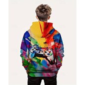billiga Pojkens 3D Sporter &amp; Spel-Pojkar 3D Grafisk Spel Huvtröja Långärmad Vår Höst Mode Streetwear Barn 4-12 år Huva Utomhus Ledigt Dagligen Normal