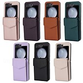 abordables Carcasas Samsung-teléfono Funda Para Z Flip 6 Z Flip 5 Z Flip 4 Z Flip 3 Funda Trasera con Soporte con cordón Ranura para tarjetas Retro TPU Cuero de PU