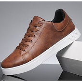 economico Sneakers da uomo-sneakers casual da uomo marroni con lacci - design minimalista con suola bianca, comfort quotidiano