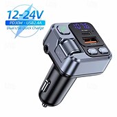 cheap Car Charger-Car Charger 30W Fast Charging Adapter FM Bluetooth Transmitter Handsfree Call with Voltage Monitor MP3 Player for IPhone Samsung