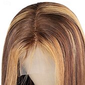 economico Parrucche lace front capelli veri-Parrucca in pizzo 4*4 colore pianoforte p4/27 capelli umani in pizzo frontale dritto densità 150%