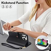 levne Pouzdra pro iPhone-telefon Carcasă Pro iPhone 16 Pro Max Plus iPhone 15 Pro Max Plus iPhone 14 13 12 11 Pro Max Plus Mini iPhone 14 Pro Max iPhone 13 12 11 Pro Max Zadní kryt se stojánkem Zip s Lanyardem Retro TPU PU