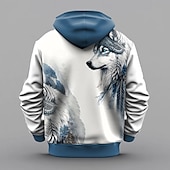 baratos moletons 3d masculinos-Homens Lobo Moletom Moletons Moletom Manga Longa Moletom com capuz Com Capuz Moda Impressão 3D Férias Ginásio Azul Com Cordão Outono Inverno Designer