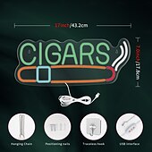 abordables Lampes néon led-Enseigne au néon à LED pour magasin de cigares, lumière au néon à intensité variable faite à la main alimentée par USB pour bar, salon, café, fête, décoration de magasin de tabac