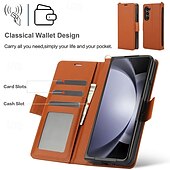 お買い得  サムスン用ケース-電話 ケース 用途 Zフォールド6 Z Fold 5 Z Fold 4 Z Fold 3 バックカバー スタンド付き リストストラップ付き カード挿入口 レトロ風 TPU PUレザー