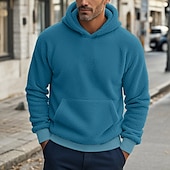 billige grunnleggende hettegensere for menn-Herre Hattetrøje Denim blå Svart Navyblå Kakifarget Grå Med hette عادي Lomme Snorer Lomme foran Sport &amp; Utendørs Daglig Ferie Polyester Gatemote Grunnleggende Fritid Vår &amp; Vinter Klær Gensere Gensere