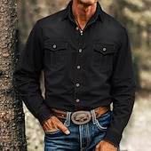 economico Camicie da uomo-Per uomo Camicia Camicia in calicò Maglietta informale Camicia con bottoni Camicia di jeans Liscio Giornaliero Da mare Blu chiaro Nero Blu Grigio scuro Manica lunga Colletto Primavera estate