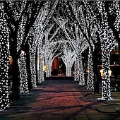 cheap Solar String Lights-50M-500Leds/100M-1000Leds Outdoor High Brightness Copper Wire Light String Large Solar Panel Courtyard Eaves Christmas Trees Balconies Fences Holy Festival Atmosphere Decorative Light String