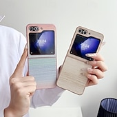 Недорогие Чехлы для Samsung-телефон Кейс для Назначение SSamsung Galaxy Z-флип 7 Z-флип 6 Z Flip 5 Z Flip 4 Z Flip 3 Кейс на заднюю панель Защита от удара Ретро ТПУ Кожа PU