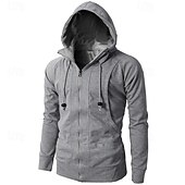 voordelige basic hoodies voor heren-Voor heren Hoodie met rits Hoodie met volledige rits Fleece hoodie Zwart Wijn Leger Groen Marineblauw Khaki Capuchon Effen Rits omhoog Zak Sport &amp; Outdoor Dagelijks Feestdagen Polyester Streetwear