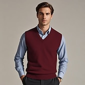 preiswerte Herren Pullover Weste-Herren Pullunder Pullover Kleid Pullover Weste Strickpullover Gerippt Stricken Standard Strick Glatt V Ausschnitt Modisch Brautkleider schlicht Freizeitskleidung Verabredung Bekleidung Herbst Winter
