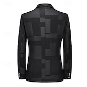 cheap Men's Classic Blazers-Men's Blazer Business Cocktail Party Wedding Party Fashion Casual Spring &amp;  Fall Polyester Jacquard Pocket Buttons Comfortable Single Breasted Blazer Black Burgundy Dark Navy