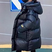 billiga Pojkars dunjacka och parka-Barn Pojkar Ner Hoodiejacka Pufferjacka Ytterkläder Ensfärgat Långärmad Ficka Täcka Utomhus Dagligen Grundläggande Svart Höst Vinter 5 år +