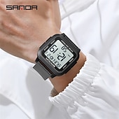رخيصةأون ساعات رقمية-ساعة رقمية رياضية من ساندا للرجال عصرية وكاجوال وساعة تنبيه لامعة ومقاومة للماء وزخرفة ساعة TPU