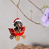 billige Ornamenter-juledachs akryl ornament - 2d bilspeil  &amp; tre sjarm, perfekt for feriehus  &amp; festdekor