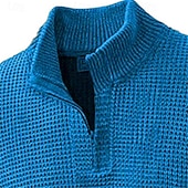 Недорогие мужской пуловер-свитер-Муж. Пуловер Свитер Свитер на молнии Вязаная одежда Рельефный узор Вязать Молния Вязанная Вера Четверть молния Ретро на открытом воздухе Повседневные Одежда Осень Зима Насыщенный синий Коричневый S M