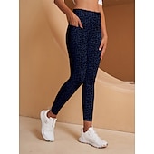 olcso Női golfruházat-női golf leggings téli leopárdmintás sötétkék női golf öltözék ruhák ruhák viselet ruházat