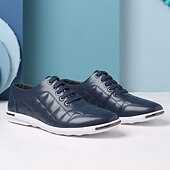 baratos Ténis para Homem-tênis masculino casual acolchoado - azul marinho, design com cadarço, confortável e leve, perfeito para uso diário