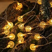 abordables Guirlandes lumineuses à piles-Guirlande lumineuse de Noël à bulles de cristal, 5 m, 50 LED, alimentée par batterie, pour sapin de Noël, nouvel an, fête, maison, jardin, balcon, pendentif, camping en plein air, mariage, décoration