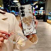 abordables Coques Samsung-téléphone Coque Pour Pliage en Z 6 Z Fold 5 Z Fold 4 Coque Arriere Avec Support avec dragonne Antichoc Rétro TPU PC