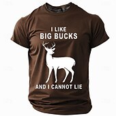 ieftine Tricouri amuzante pentru bărbați-Bărbați Cerb Tricou Manșon scurt Tricou Tipărire 3D Stil Nautic Cămașă Zilnic Casual Stil de strada Sport exterior Vânătoare Albastru piscină Maro Trifoi Primavara vara Îmbrăcăminte S M L XL XXL XXXL