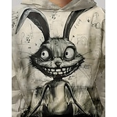 billiga Pojkens 3D-djur-Pojkar 3D Grafisk Kanin Huvtröja Långärmad Vår Höst Mode Streetwear Barn 4-12 år Huva Utomhus Ledigt Dagligen Normal