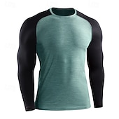 cheap Running Tee &amp; Tank Tops-Men's Color Block Running T-Shirt Spring Fall Long Sleeve Casual Athleisure Quick Dry Breathable Gym Workout Running Walking Jogging Red Dark Navy Sage Sportswear Activewear