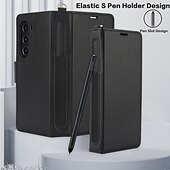 お買い得  サムスン用ケース-電話 ケース 用途 Zフォールド6 Z Fold 5 Z Fold 4 Z Fold 3 バックカバー スタンド付き リストストラップ付き カード挿入口 レトロ風 TPU PUレザー