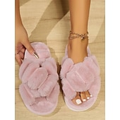 economico Ciabatte e infradito da donna-Per donna Pantofole Pantofole fuzzy Pantofole da interno Ciabatte calde Interni Giornaliero In pile Piatto Punta tonda Felpato Informale minimalismo Pelliccia sintetica Mocassino Colorato Nero Bianco