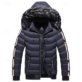 preiswerte Daunenjacken &amp; Parkas für Herren-Herren Wintermantel Daunenjacke Gepolstert Tasche Abnehmbare Kapuze Polyester Urlaub Alltagskleidung Date Regulär Mode Lässig Bequem Thermowarm Herbst Winter Farbblock Wein Schwarz Gelb Dunkelgrün