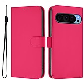 זול תיק טלפון אחר-טלפון מגן עבור Pixel 9 Pro Pixel 9 Pro XL Pixel 8 Pro Pixel 8 פיקסל 9 Pixel 7 Pixel 7 Pro Pixel 6 Pixel 6 Pro כיסוי הפוך עם מעמד עם רצועת יד חריץ לכרטיס רטרו TPU עור PU
