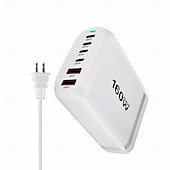 economico Cavi e adattatori-Caricabatterie rapido gan fast charge 3.0 usb tipo c da 160w, caricabatterie mobile a 6 porte usb tipo c pd comodo da trasportare, caricabatterie per tablet