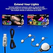 זול מופעל באמצעות USB-ממשק usb שחור גג גג קבוע, LED מחרוזת אורות נצח 49ft 50 לדים עם אפליקציית bluetooth עם בקר מפתח ir44 rgbic אור אינטליגנטי ip65 גג עמיד למים חג חג המולד בחוץ