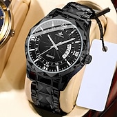 baratos Relógios Quartz-novo relógio masculino moderno de negócios com vidro reforçado com minerais e calendário luminoso com display multifuncional à prova d&#039;água esportivo