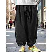 billiga Joggingbyxor-Herr Joggingbyxor Joggare Manchesterbyxor Långbyxor Harem byxor Snörning Elastisk midja Opressade byxor Slät Komfort Varm Fullängd Utomhus Ledigt Dagligen Sport Mode Svart Grå