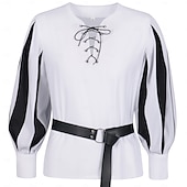 economico Cime-Retrò Vintage Punk &amp; Gotico Medievale Blusa / Camicia Mascherata Tunica Fiera del Ren Cavaliere Vichingo Crociato Con Volant Blocco di colori Per uomo Celtico Costumi da pirata Carnevale Mascherata