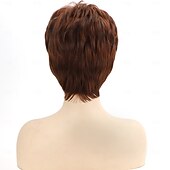 abordables perruque plus âgée-décontracté &amp;perruque courte brune perruques synthétiques d&#039;aspect naturel pour femmes perruque de cheveux de cosplay quotidien