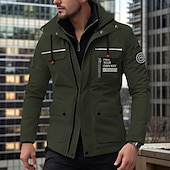 billiga Sportjacka-Herr Vinterkappa Vinterjacka Fleece-jacka Sportrock Utomhus Camping och vandring Vattentät Vindtät jacka Dragkedja Ficka Höst Vinter Ensfärgat Mode Streetwear Huva Normal Svart Vit Vin Armégrön Jacka