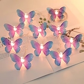 abordables Guirlandes lumineuses à piles-Guirlande lumineuse papillon, 1,5 m/3 m, 10/20 LED, alimentée par batterie, pour Noël en intérieur&amp;amp;décoration extérieure